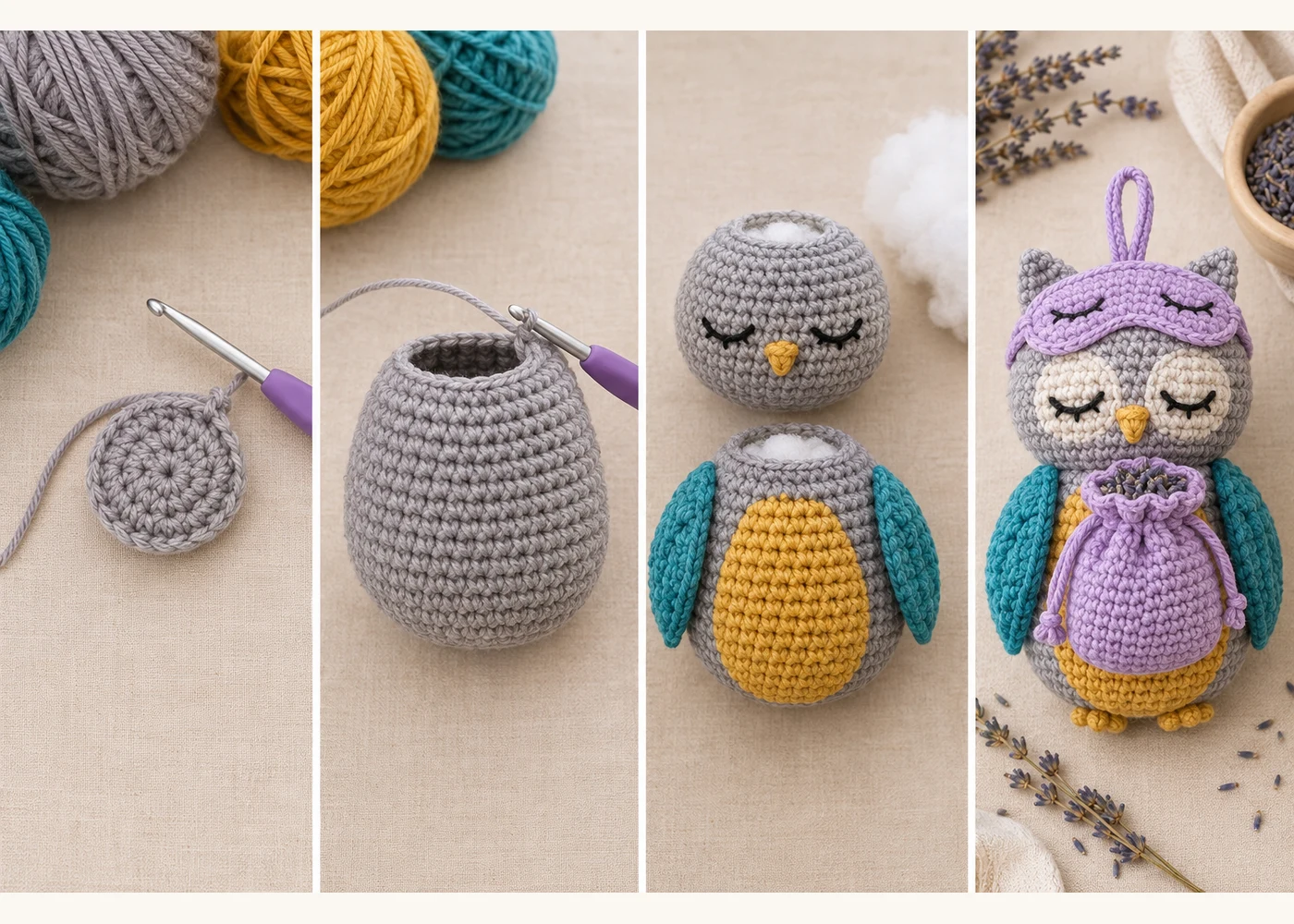 Sleepy Lavender Owl Sachet (7")